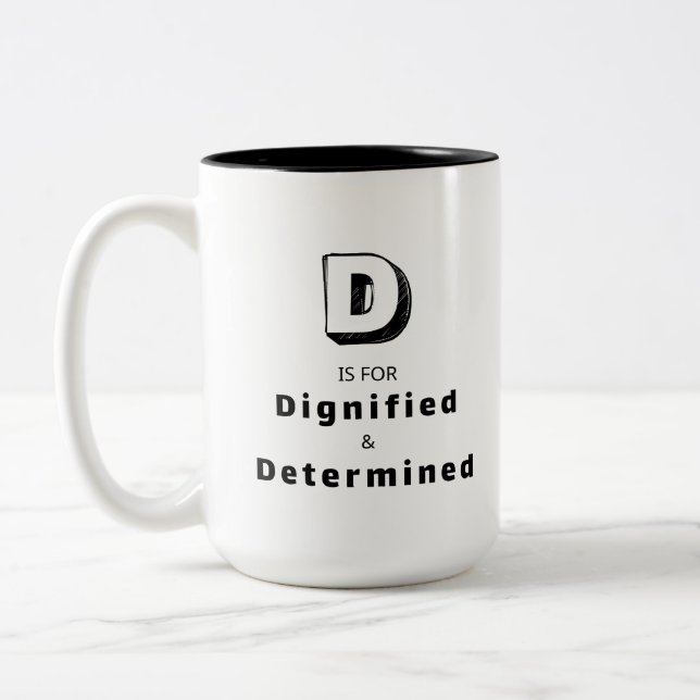 Würdevolles D - Personalisierter Luxus-Lob Tasse (Links)