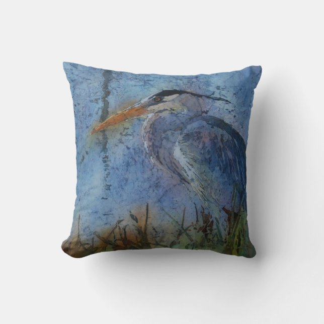 Wurf pillow_great Blaureiher Kissen (Vorderseite)