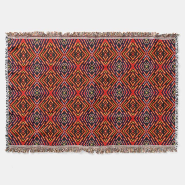 Wurfdecke Feurig Rot Orange Schwarz  Decke (Vorderseite)