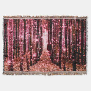 Wurfdecke Magischer Wald Pfirsich Rosa Decke