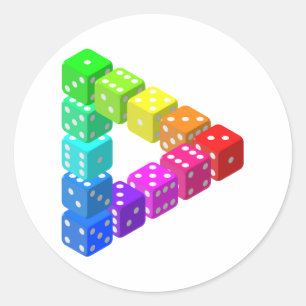 Würfel-Dreieck-Aufkleber Runder Aufkleber