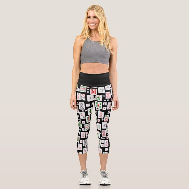 Würfel für Mahjong-Karten Capri Leggings (Vorderseite)