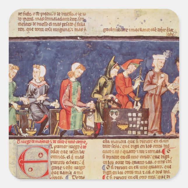 Würfel-Hersteller, vom 'Buch der Spiele Quadratischer Aufkleber (Vorderseite)