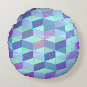 Würfel in Dreiecke geometrisches Muster Rundes Kissen