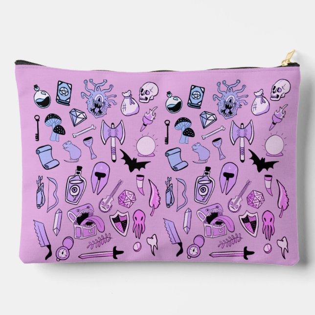 Würfel - RPG-Muster (rosa) Zubehörtasche (Rückseite)