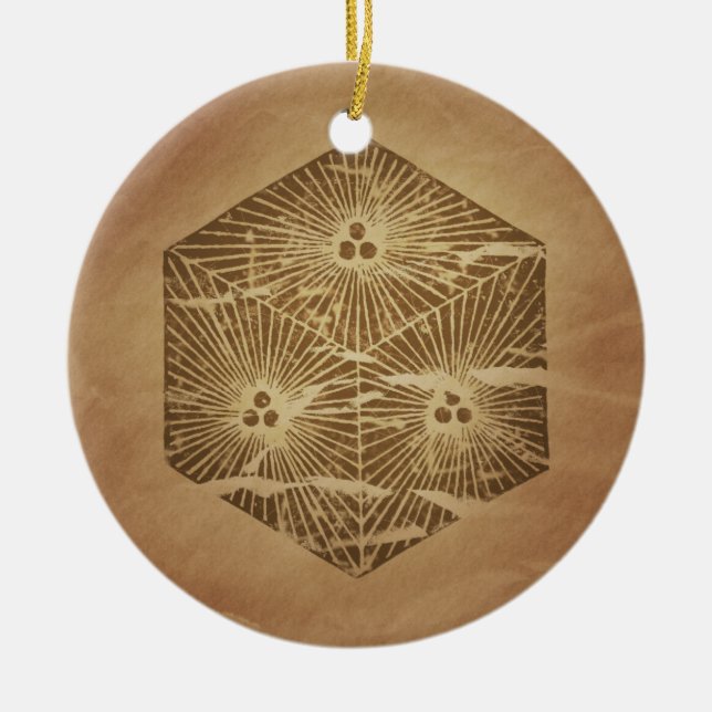 Würfel von Viel Glück, japanische Magie-Charme Keramikornament (Vorne)