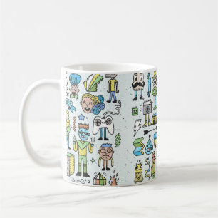 Würfelige Hipster doodle Set 2. Vintage Hand Kaffeetasse