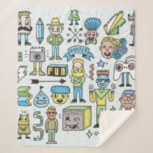 Würfelige Hipster doodle Set 2. Vintage Hand Sherpadecke