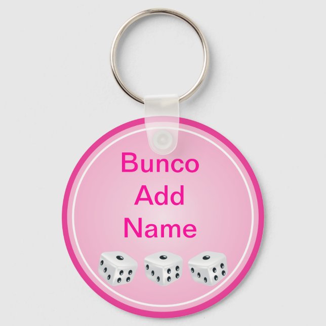 würfeln mit rosa Kreis anpassbar Schlüsselanhänger (Vorderseite)
