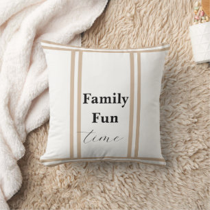 Wurfkissen Beige Streifen Familien Spaß Zeit  Kissen