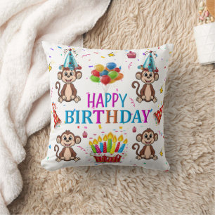 Wurfkissen, Happy Birthday Monkey Cupcake Kissen