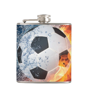 Wurfkissen in Form eines flammenden Fußballs Flachmann