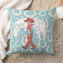 Wurfkissen Junger Cowboy und Pferd