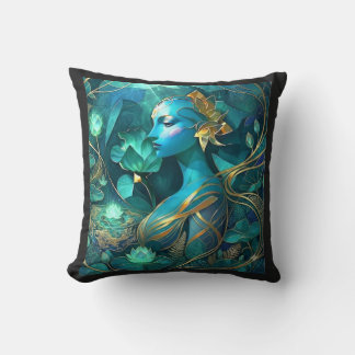 Wurfkissen mystische blaue Göttin Fantasy-Art Kissen