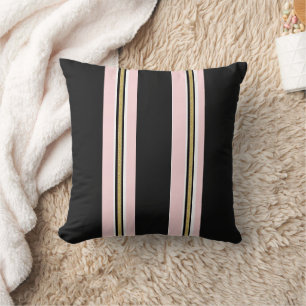 Wurfkissen Pink & Weiß Gold Schwarz Streifen Kissen