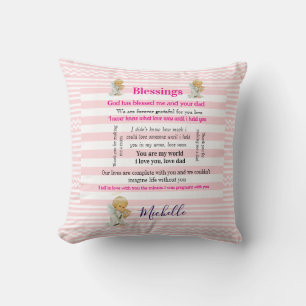 Wurfkissen Rosa & Weiß gestreift Segenswünsche  Kissen