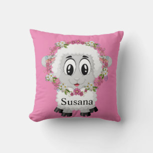 Wurfkissen Schaf Floral Rosa Kissen