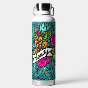 Wurfkissen Schönheit mit Blumen Trinkflasche