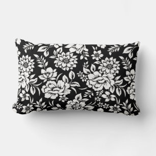 Wurfkissen Schwarz & Weiß Floral Lendenkissen