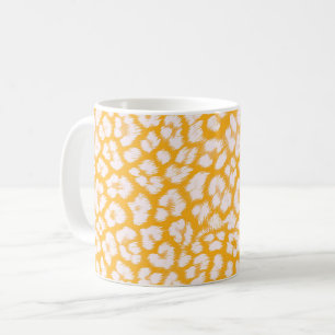 Wurfkissen Weiß gelber abstrakter Leopardenprint Kaffeetasse