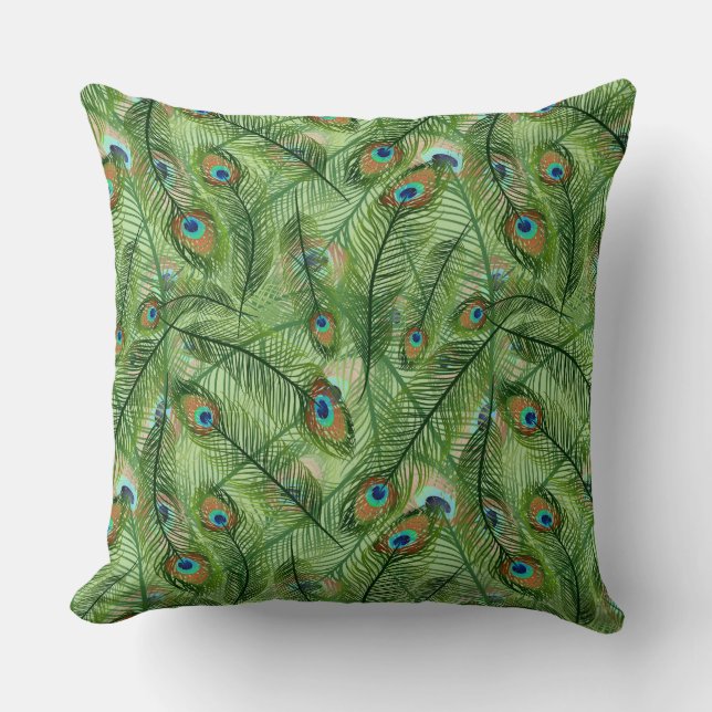 Wurfpillow-Peacock-Feathers Kissen (Vorderseite)