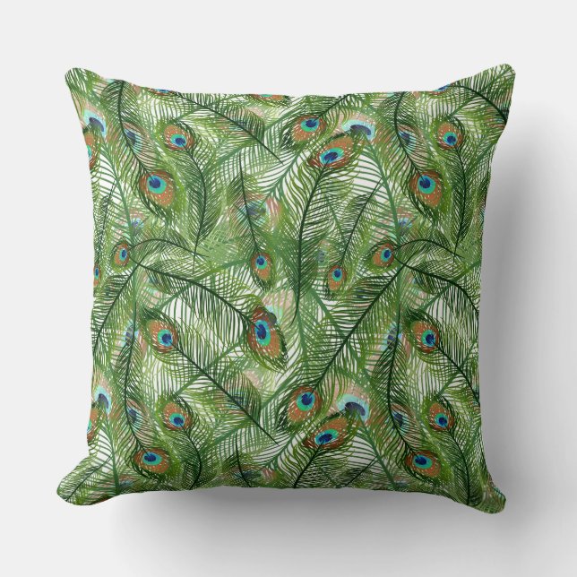 Wurfpillow-Peacock-Feathers Kissen (Vorderseite)