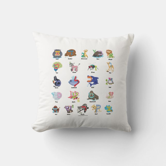 Wurfs-Kissen Hebräer Aleph Wetten-(Alphabet) Kissen (Vorderseite)