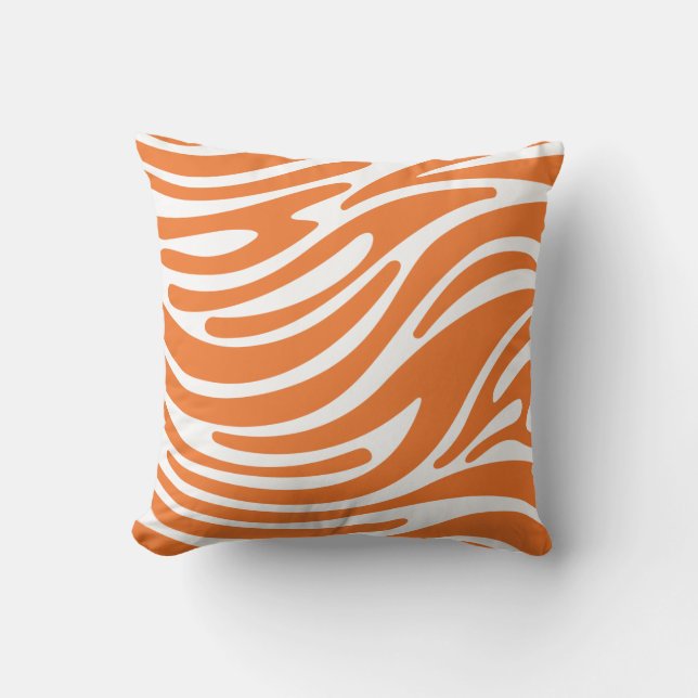 Wurfs-Kissen - moderne Zebra-Streifen (orange) Kissen (Vorderseite)