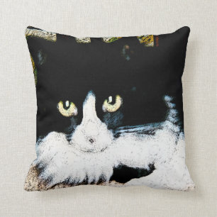 Wurfs-Kissenschwarzweiss-Katze 16X16 Kissen