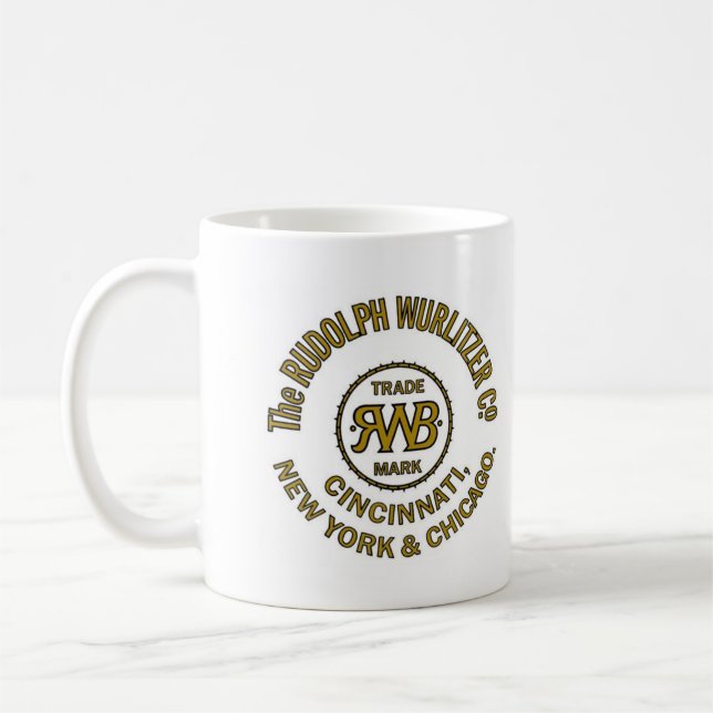 Wurlitzer Band-Organ-Trommel-Logo-Tasse Kaffeetasse (Links)