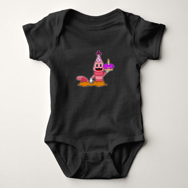 Wurm Birthday Cake Candle Baby Strampler (Vorderseite)