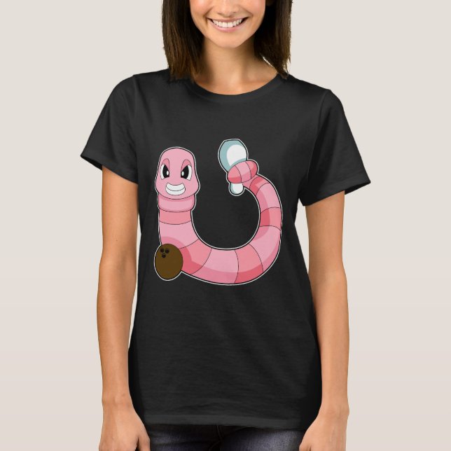Wurm Bowling Bowlingkugel Bowling-Pin T-Shirt (Vorderseite)