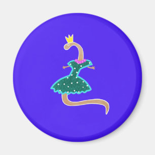 Wurm in einem grünen Kleid und einer Krone Magnet