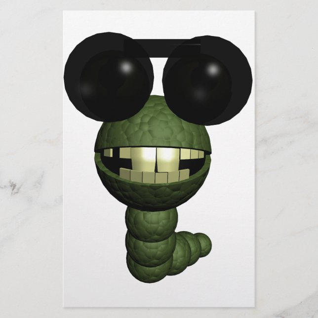 Wurm mit Sonnenbrille Briefpapier (Vorderseite)