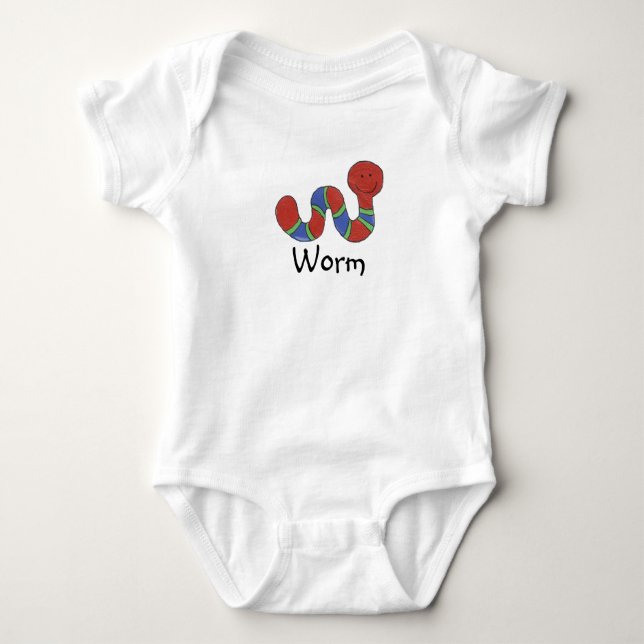Wurm-Shirt Baby Strampler (Vorderseite)
