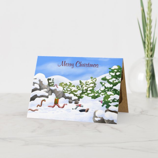 Wurm Weihnachtskarte Feiertagskarte (Vorderseite)