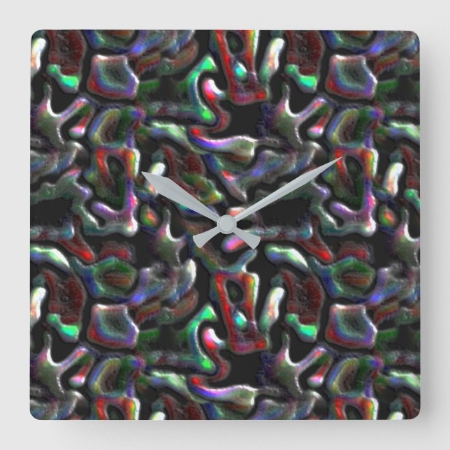 Wurmförmige, bunte Leckereien? Werfen Sie sie. Quadratische Wanduhr (Vorderseite)