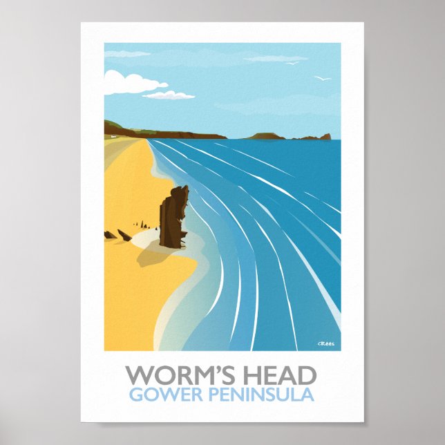 Wurmkopf - Rhossili Bay Beach Poster (Vorne)