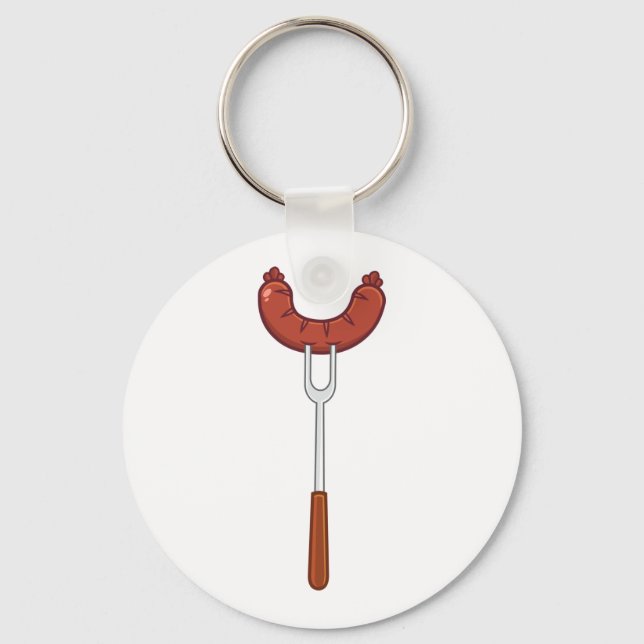 Wurst auf einer Gabel Schlüsselanhänger (Vorderseite)