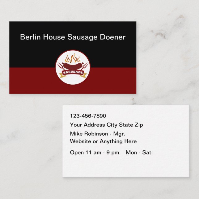 Wurst-Barbecue-Restaurant-Thema Visitenkarte (Vorne/Hinten)