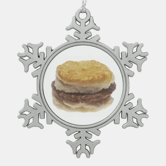 Wurst Biscuit Schneeflocken Zinn-Ornament (Vorderseite)