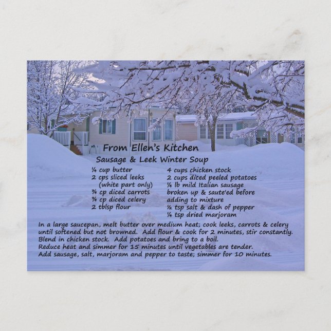 Wurst & Leek Suppe Rezept Postkarte (Vorderseite)
