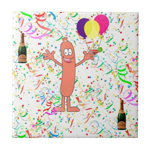 Wurst-Party Fliese (Vorderseite)