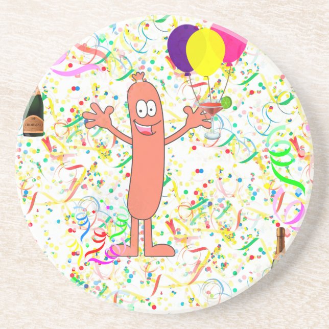 Wurst-Party Getränkeuntersetzer (Vorne)