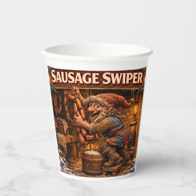 Wurst-Schieber-Weihnachtsmann Pappbecher (Vorderseite)