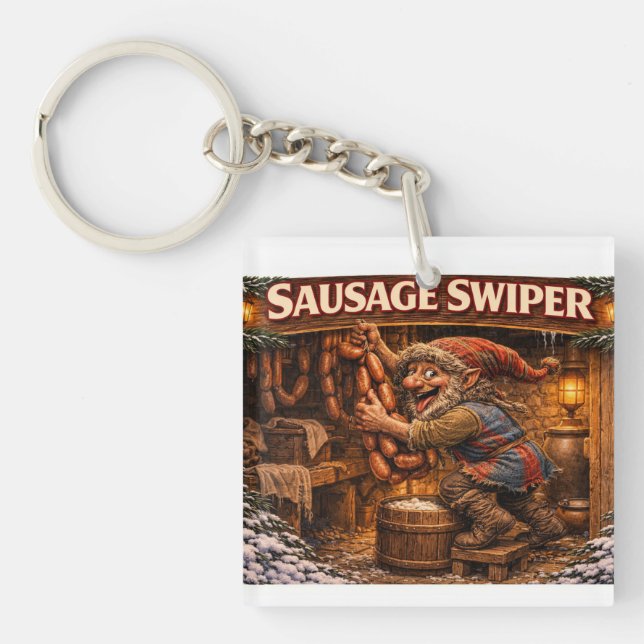 Wurst-Schieber-Weihnachtsmann Schlüsselanhänger (Vorderseite)