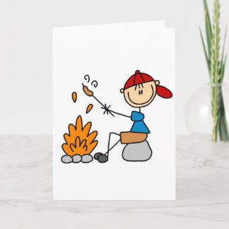 Würstchen auf Lagerfeuer-Karte Karte