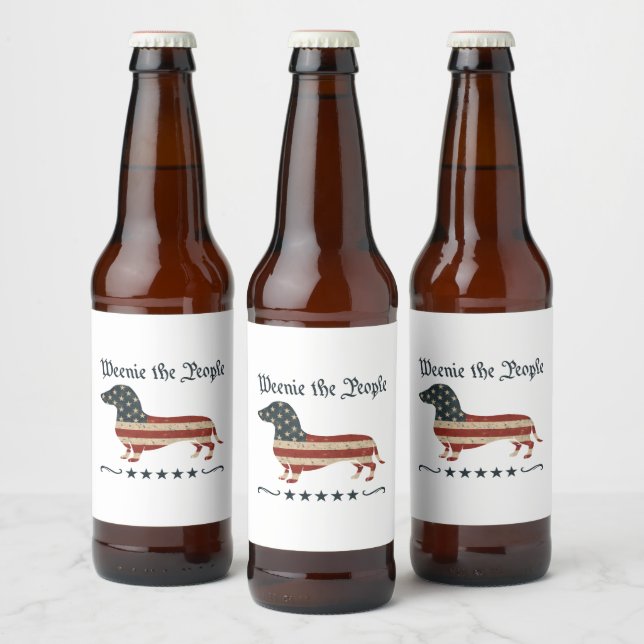 Würstchen Die Menschen Dackel 4. Juli Bierflaschenetikett (Flaschen)