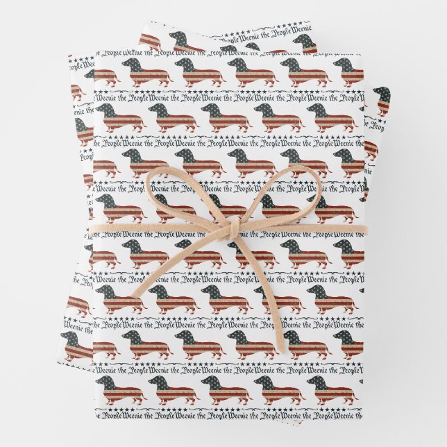 Würstchen Die Menschen Dackel 4. Juli Geschenkpapier Set (Beispiel)