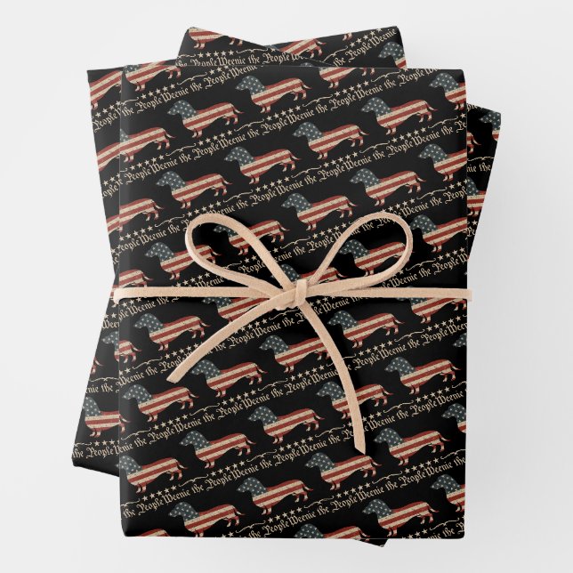 Würstchen Die Menschen Dackel 4. Juli Geschenkpapier Set (Beispiel)